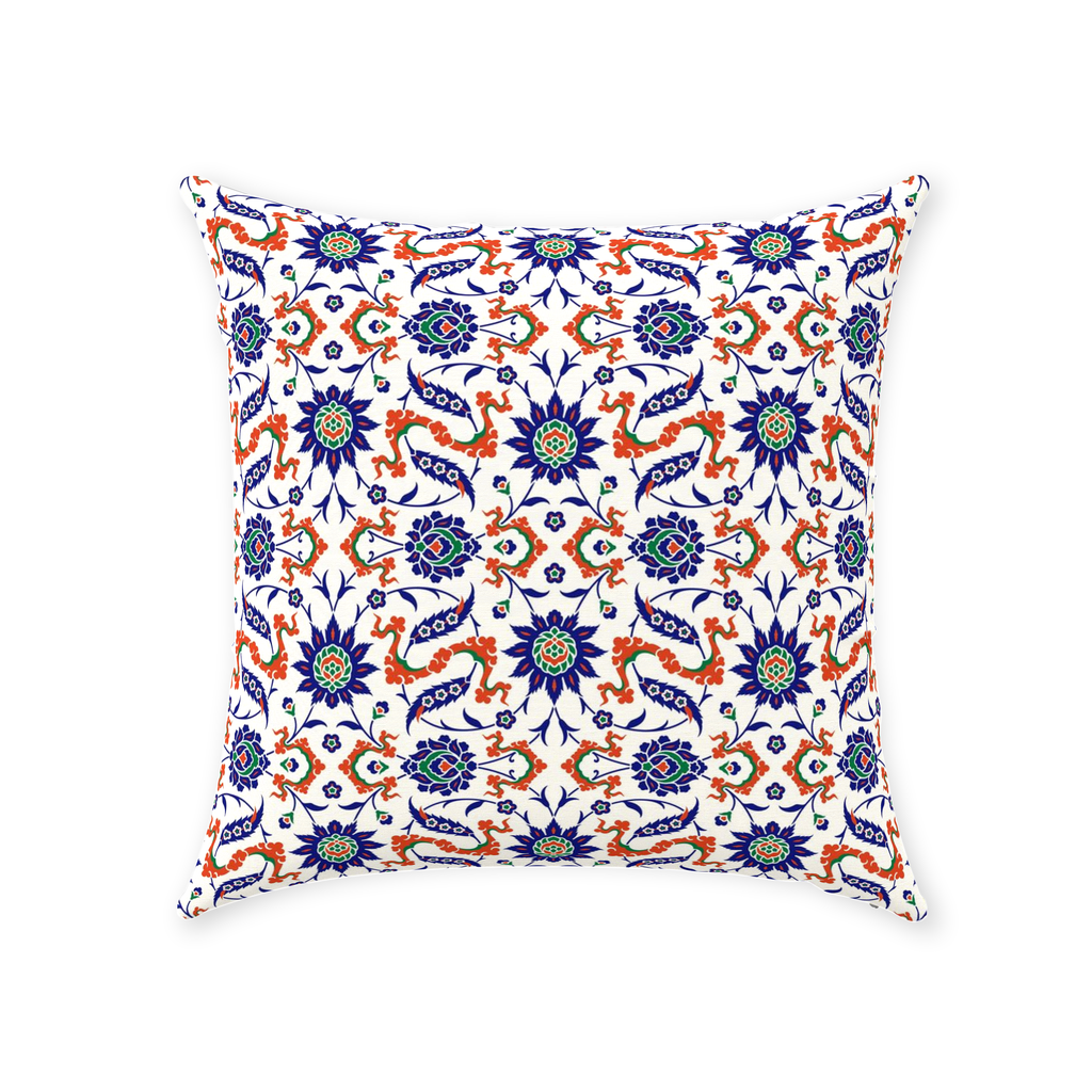 Theodora Ottoman Cotton Pillows Dark Blue & Orange