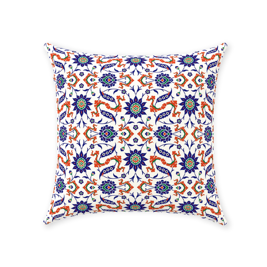 Theodora Ottoman Cotton Pillows Dark Blue & Orange