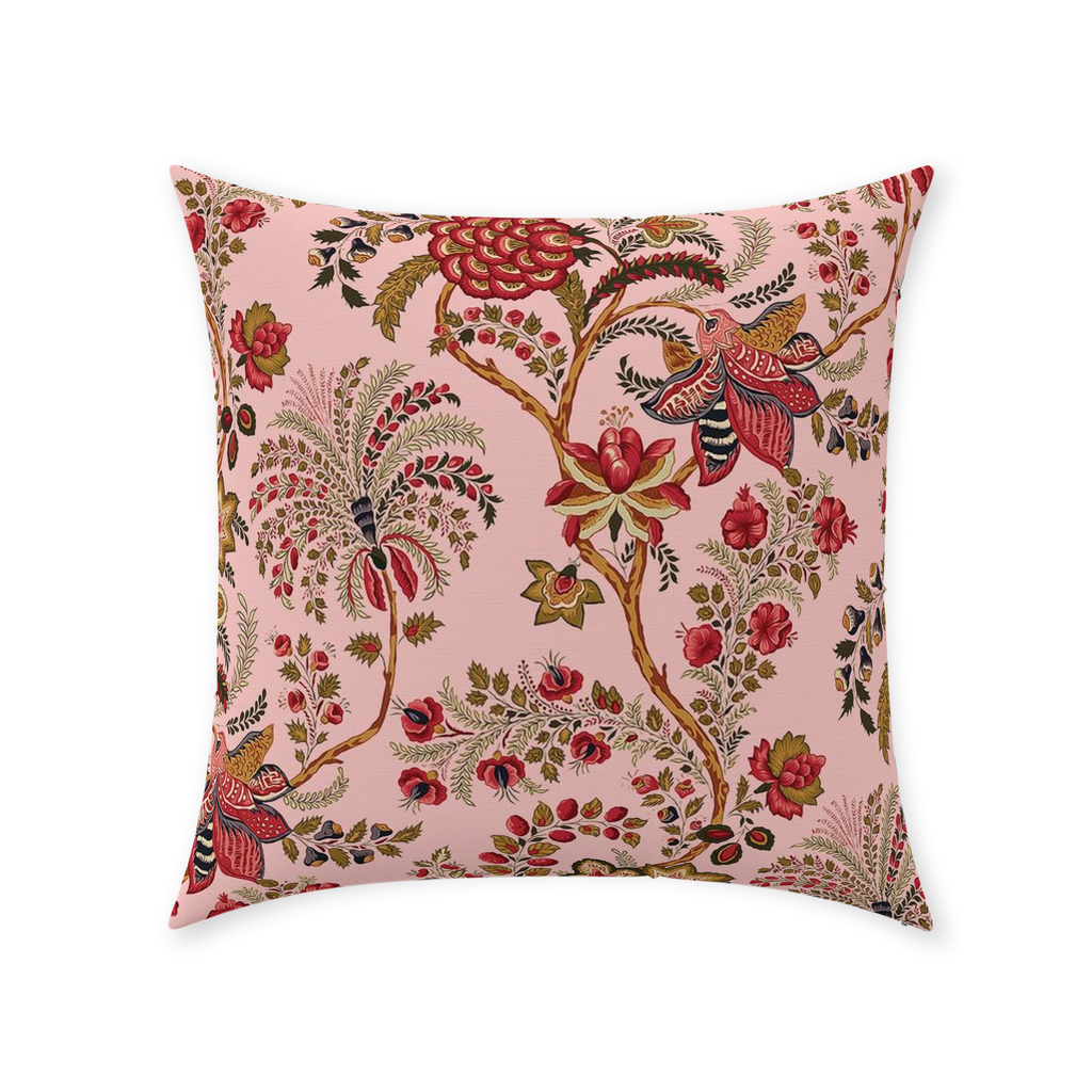 Coromandel Chintz Cotton Pillows Pink & Red