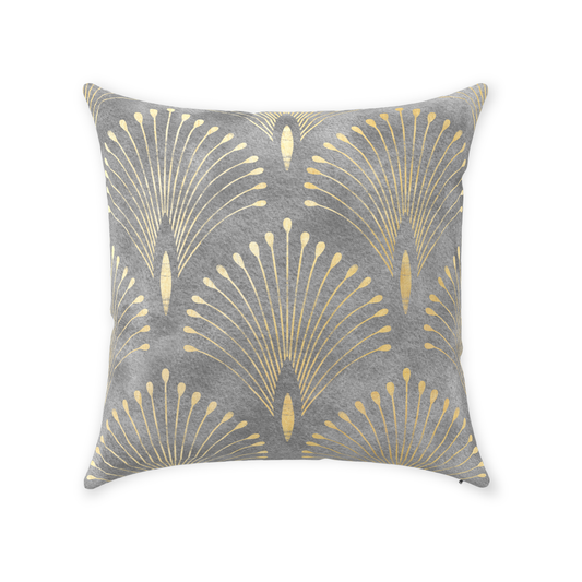 Art Deco Cotton Pillows Mink Gold Peacock Fan