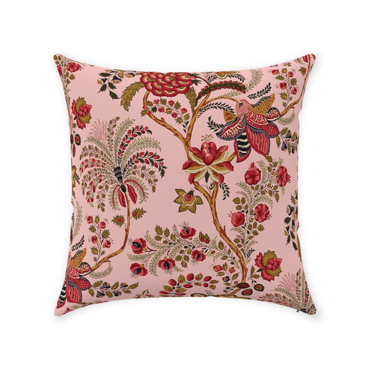 Coromandel Chintz Cotton Pillows Pink & Red