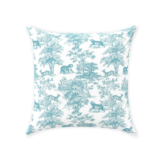 Chinoiserie Tiger Jungle Cotton Pillows Mint Toile de Jouy