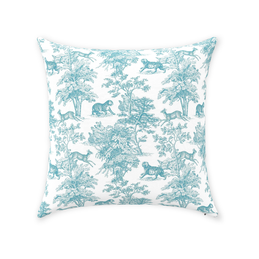 Chinoiserie Tiger Jungle Cotton Pillows Mint Toile de Jouy
