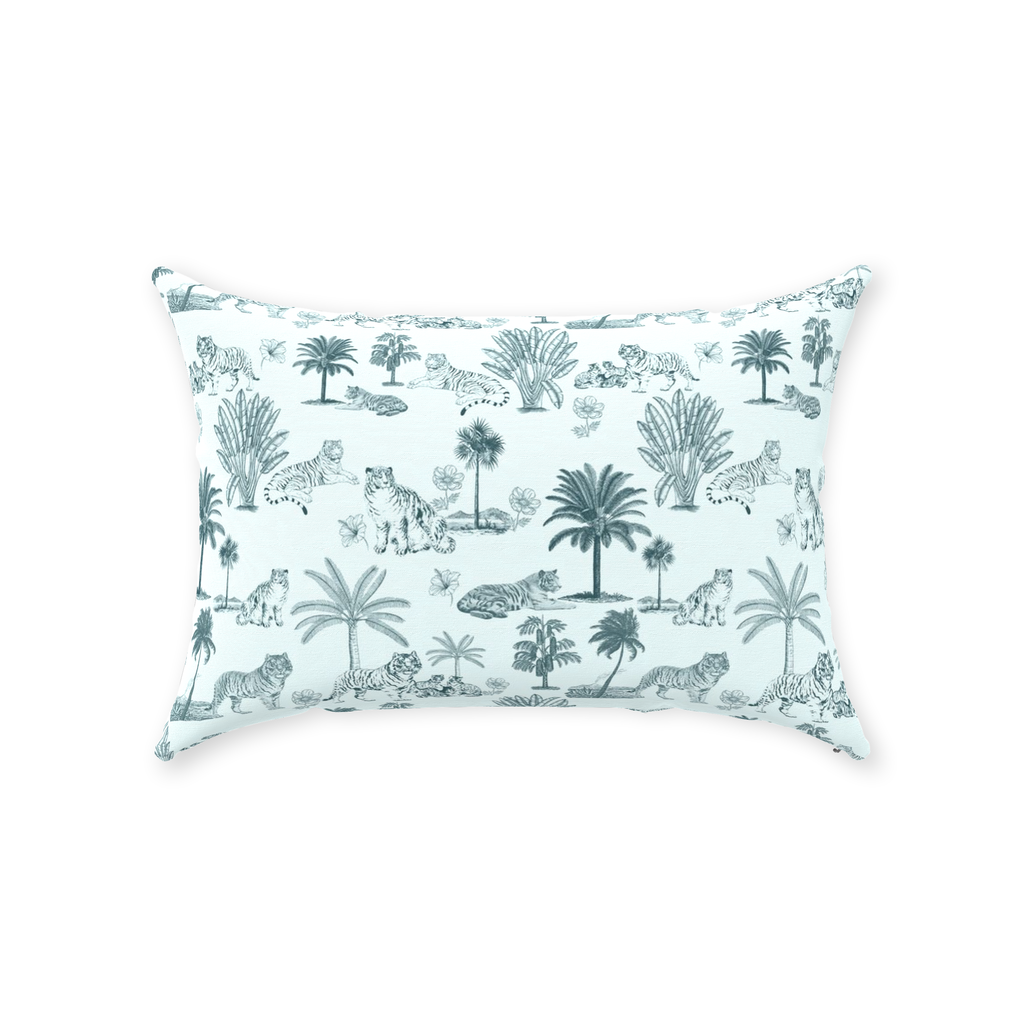 Chinoiserie Toile de Jouy Cotton Pillows Light Mint Aqua