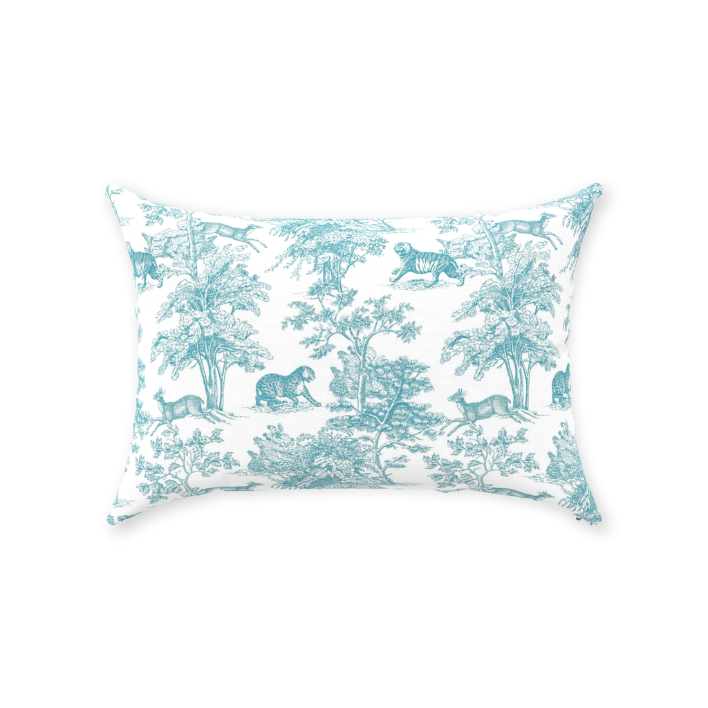 Chinoiserie Tiger Jungle Cotton Pillows Mint Toile de Jouy