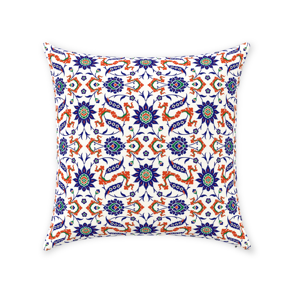 Theodora Ottoman Cotton Pillows Dark Blue & Orange