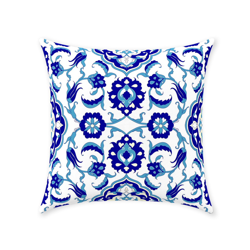 Jasmine Ottoman Cotton Pillows Aqua Blue