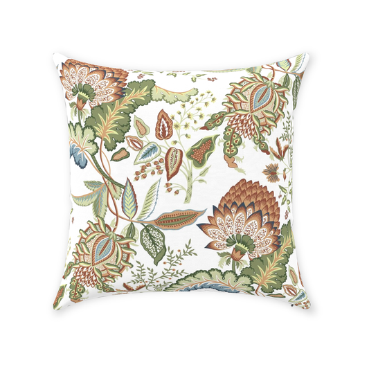 Chintz Cotton Pillows Green & White Floral