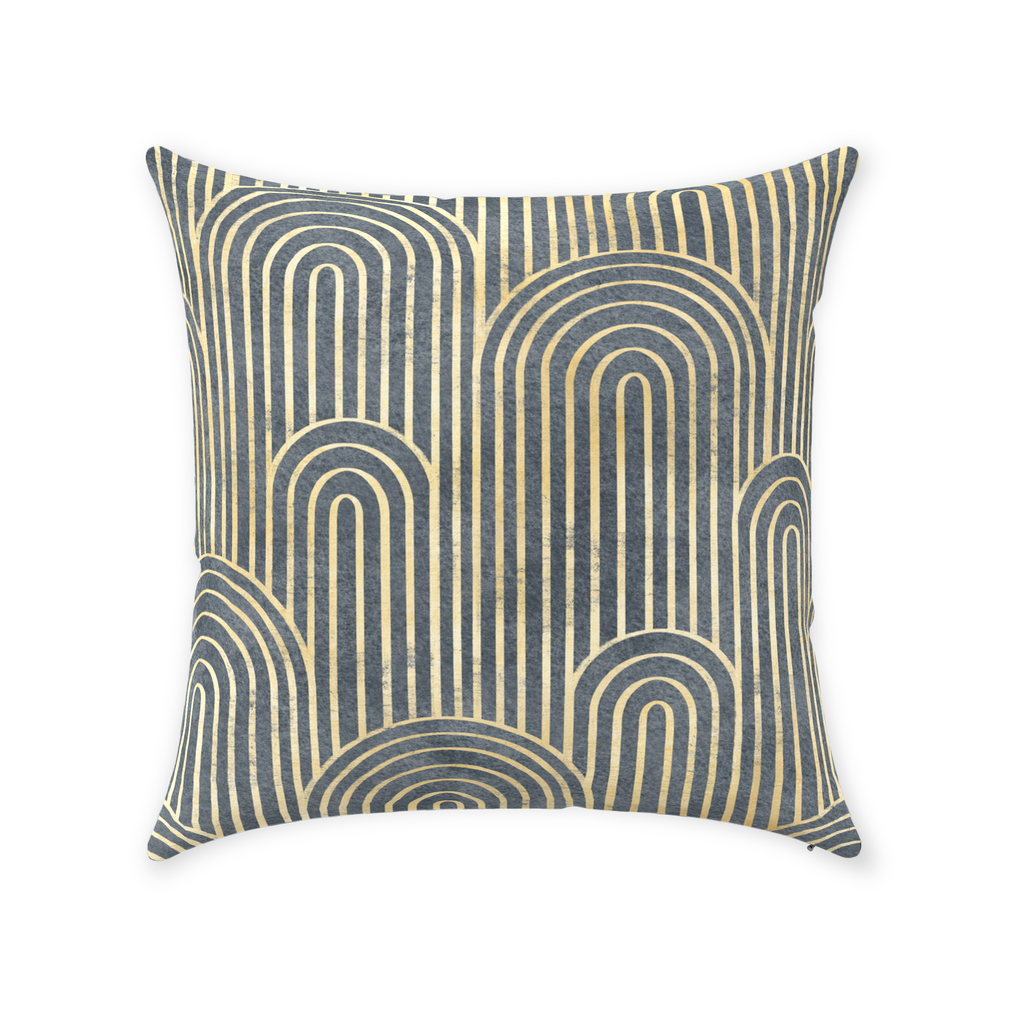 Art Deco Cotton Pillows Grey Gold Gatsby Curve