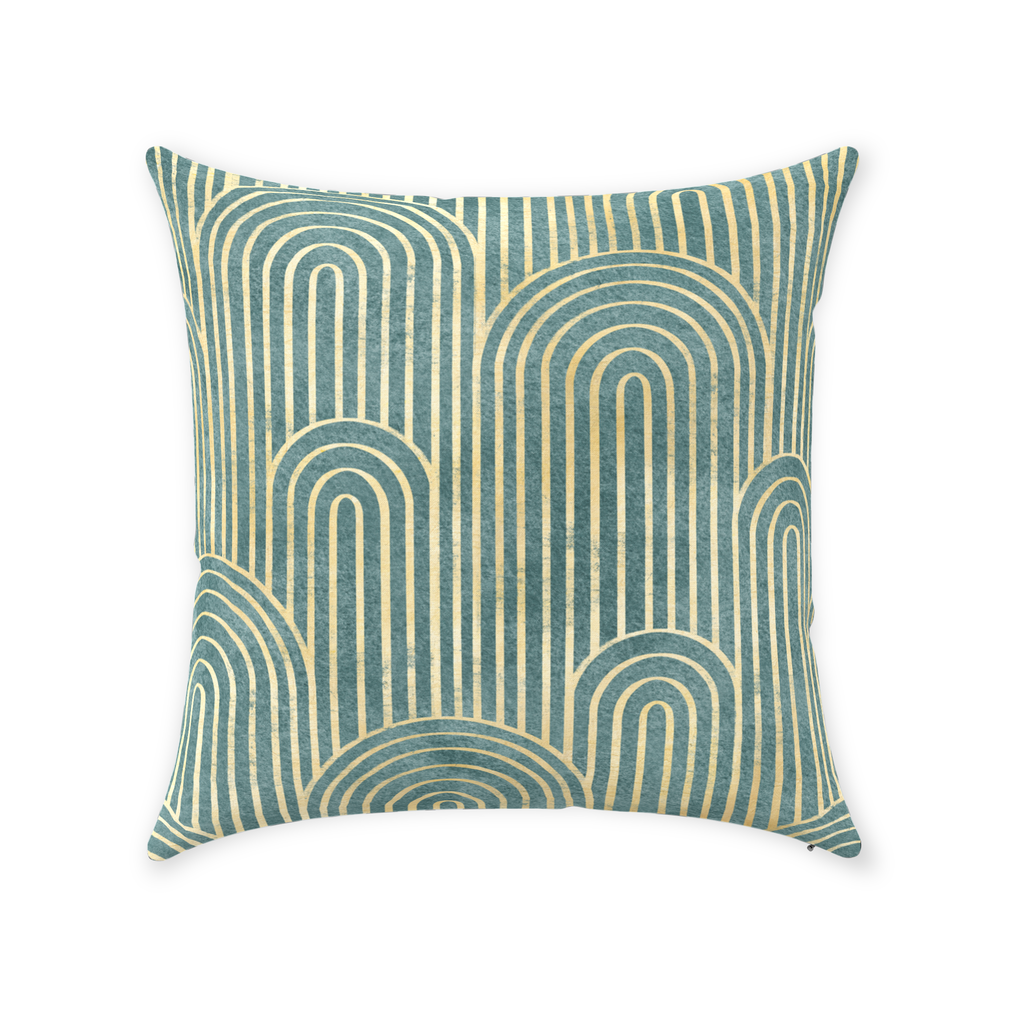 Art Deco Cotton Pillows Gatsby Curve Green Gold