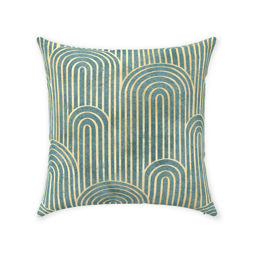Art Deco Cotton Pillows Gatsby Curve Green Gold