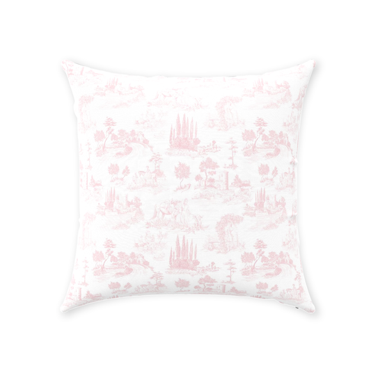 Vintage French Cotton Pillows Light Pink Toile de Jouy