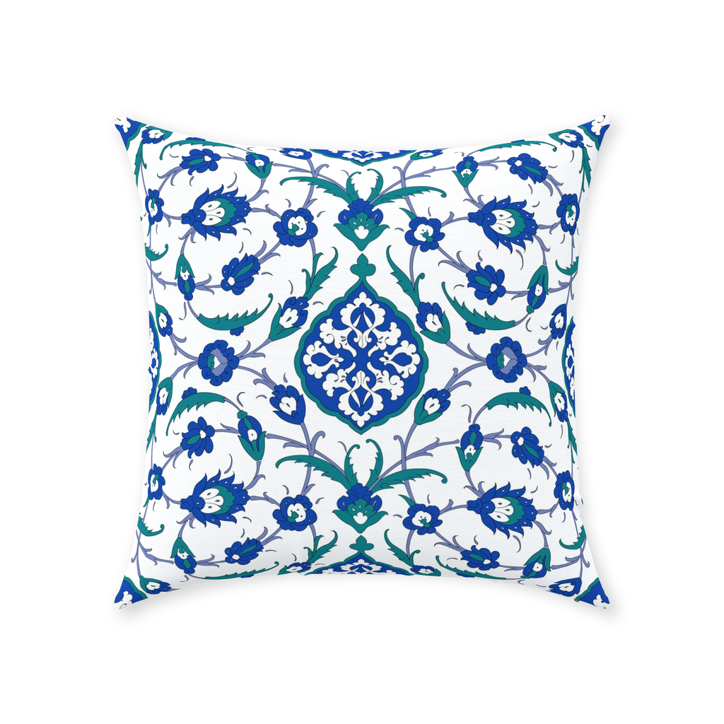 Sofia Ottoman Cotton Pillows Blue Green White
