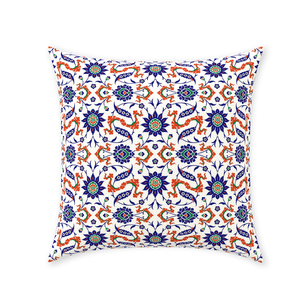 Theodora Ottoman Cotton Pillows Dark Blue & Orange