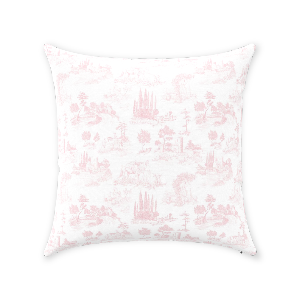 Vintage French Cotton Pillows Light Pink Toile de Jouy