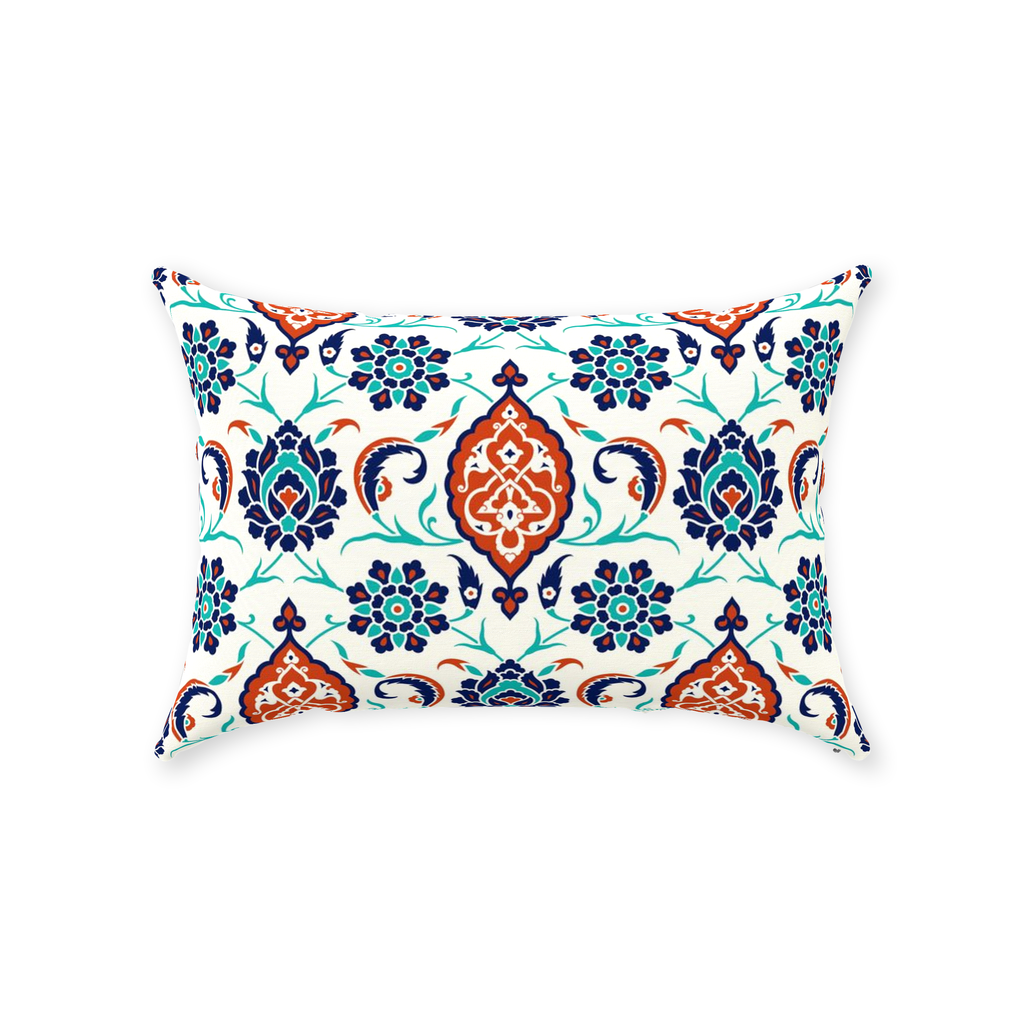 Mara Ottoman Cotton Pillows Blue Red