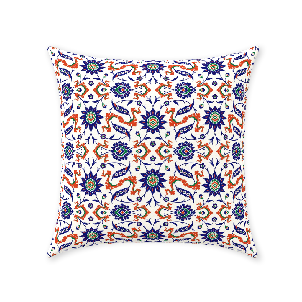 Theodora Ottoman Cotton Pillows Dark Blue & Orange