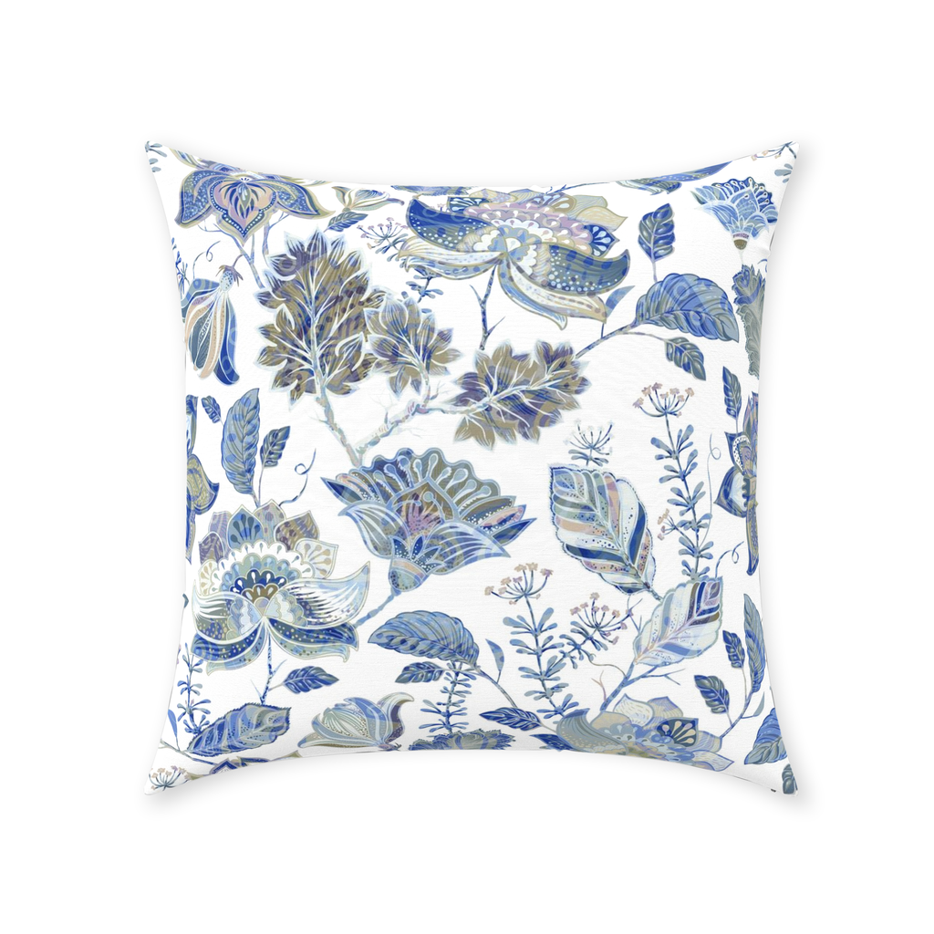 Lemuria Chintz Cotton Pillows Blue Lilac White