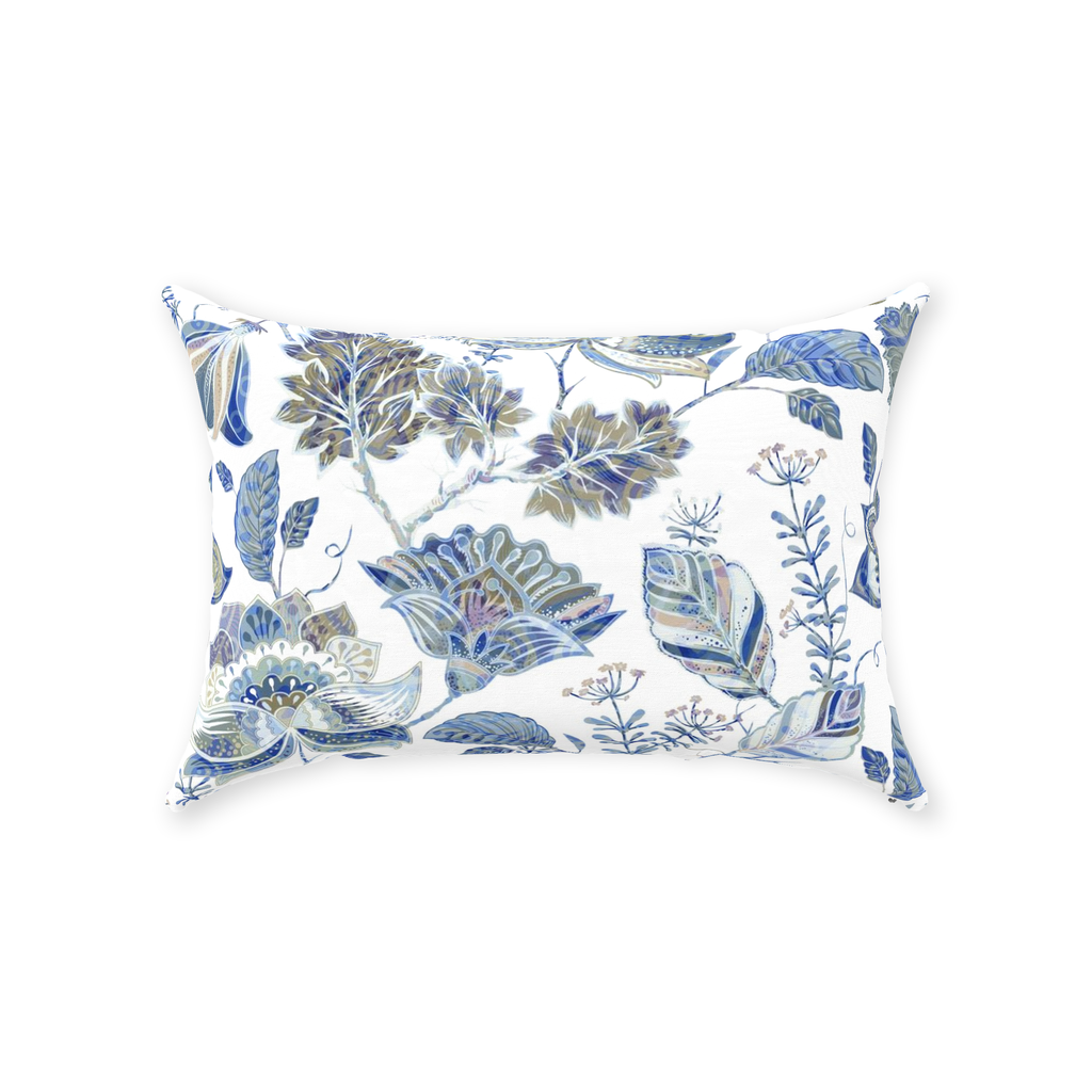 Lemuria Chintz Cotton Pillows Blue Lilac White