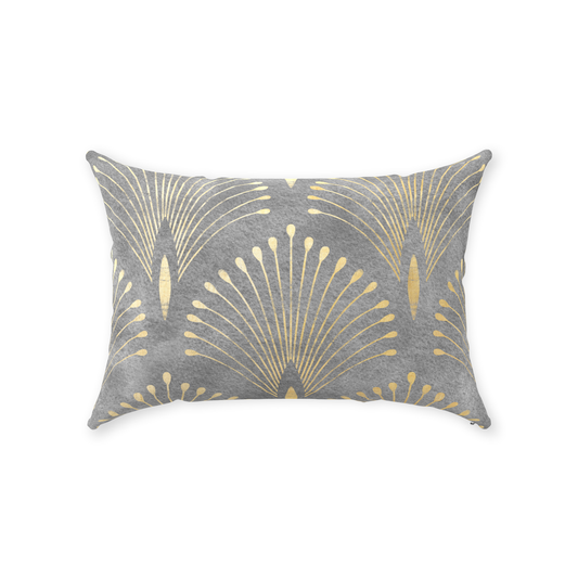Art Deco Cotton Pillows Mink Gold Peacock Fan