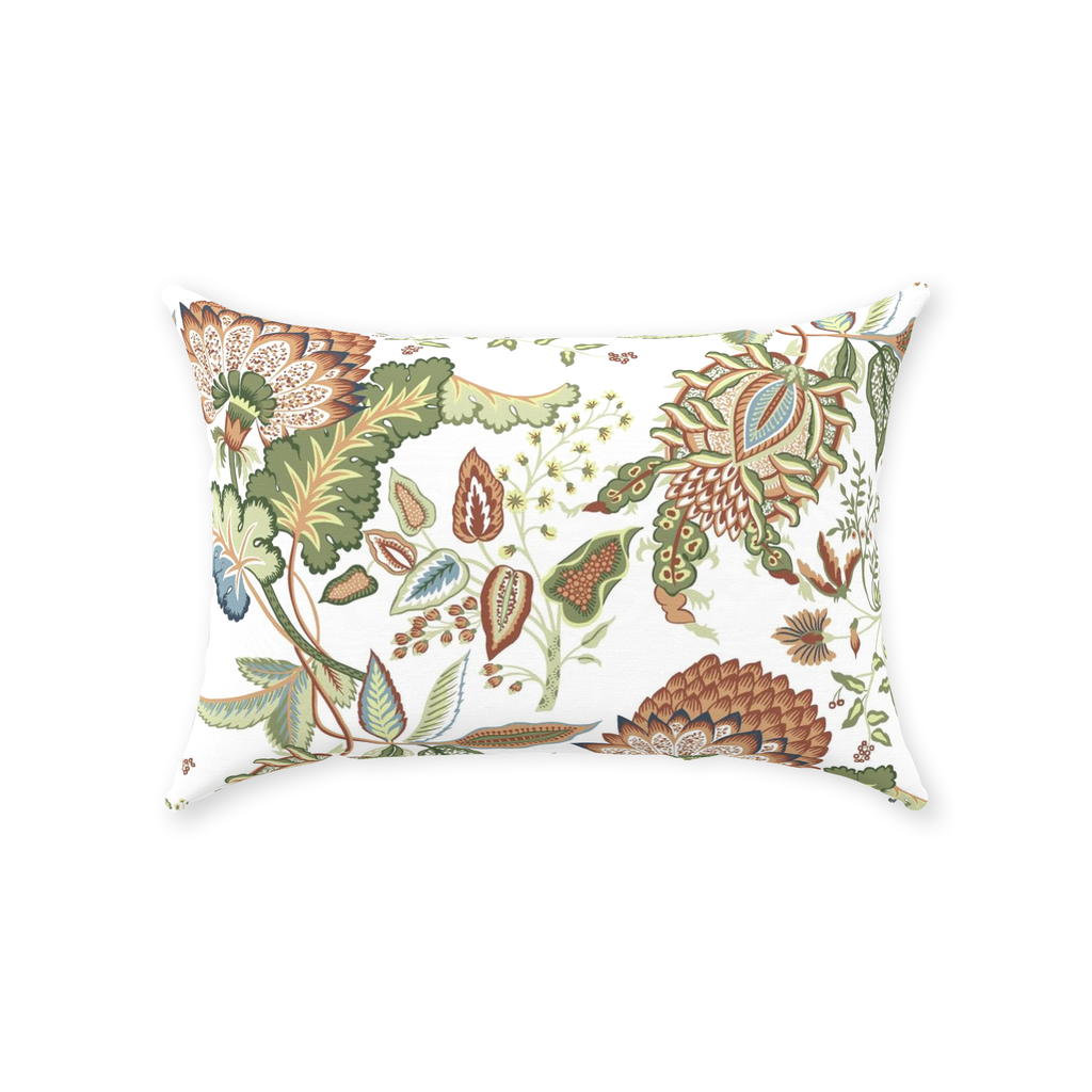 Chintz Cotton Pillows Green & White Floral