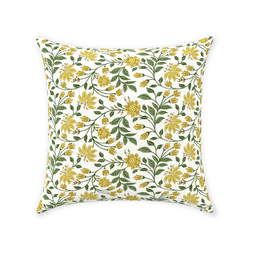 Alya Chintz Cotton Pillow Cover Yellow Green Floral