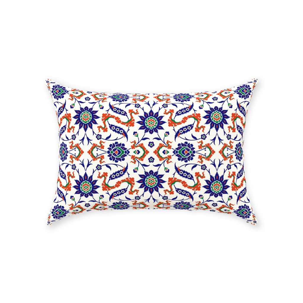 Theodora Ottoman Cotton Pillows Dark Blue & Orange
