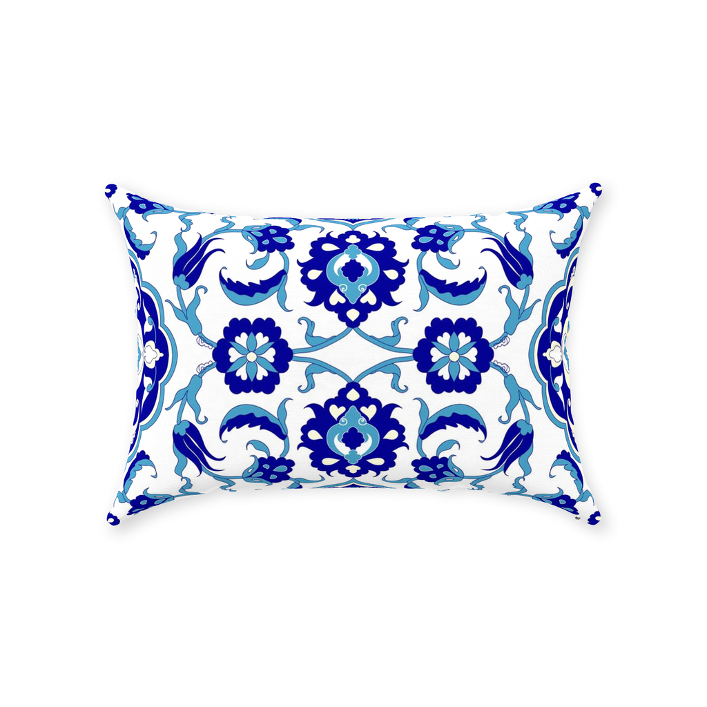 Jasmine Ottoman Cotton Pillows Aqua Blue