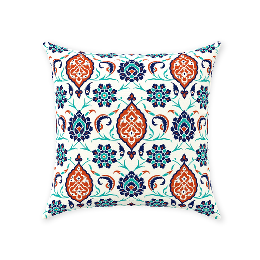Mara Ottoman Cotton Pillows Blue Red