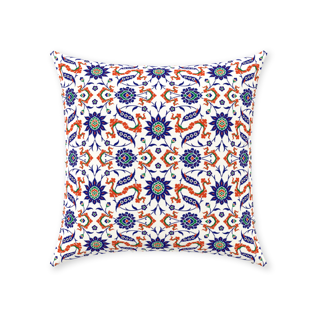 Theodora Ottoman Cotton Pillows Dark Blue & Orange