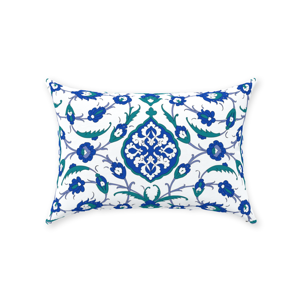 Sofia Ottoman Cotton Pillows Blue Green White
