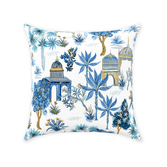 Le Jardin Cotton Pillows Blue & White Chinoiserie Temples