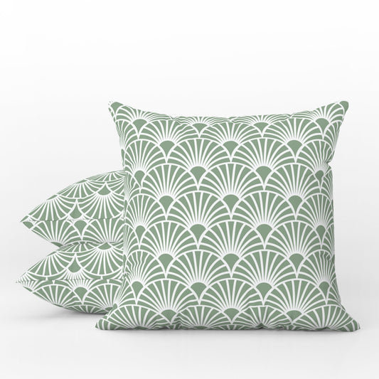 Art Deco Outdoor Pillows Sage Green