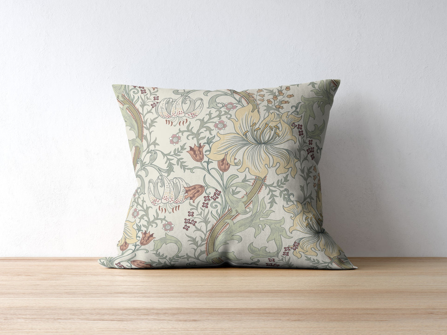 William Morris Outdoor Pillows Enchanted Golden Lily Light Sage Green