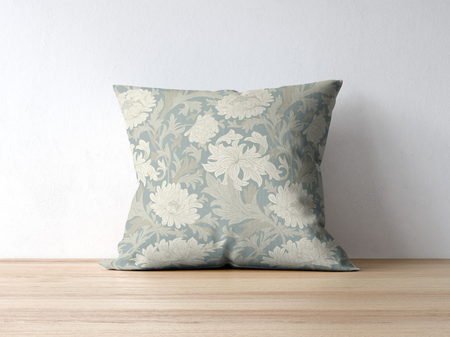 William Morris Outdoor Pillows Chrysanthemum Misty Grey Cream