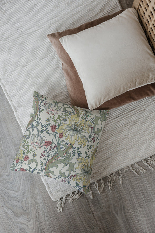 William Morris Outdoor Pillows Enchanted Golden Lily Sage Green