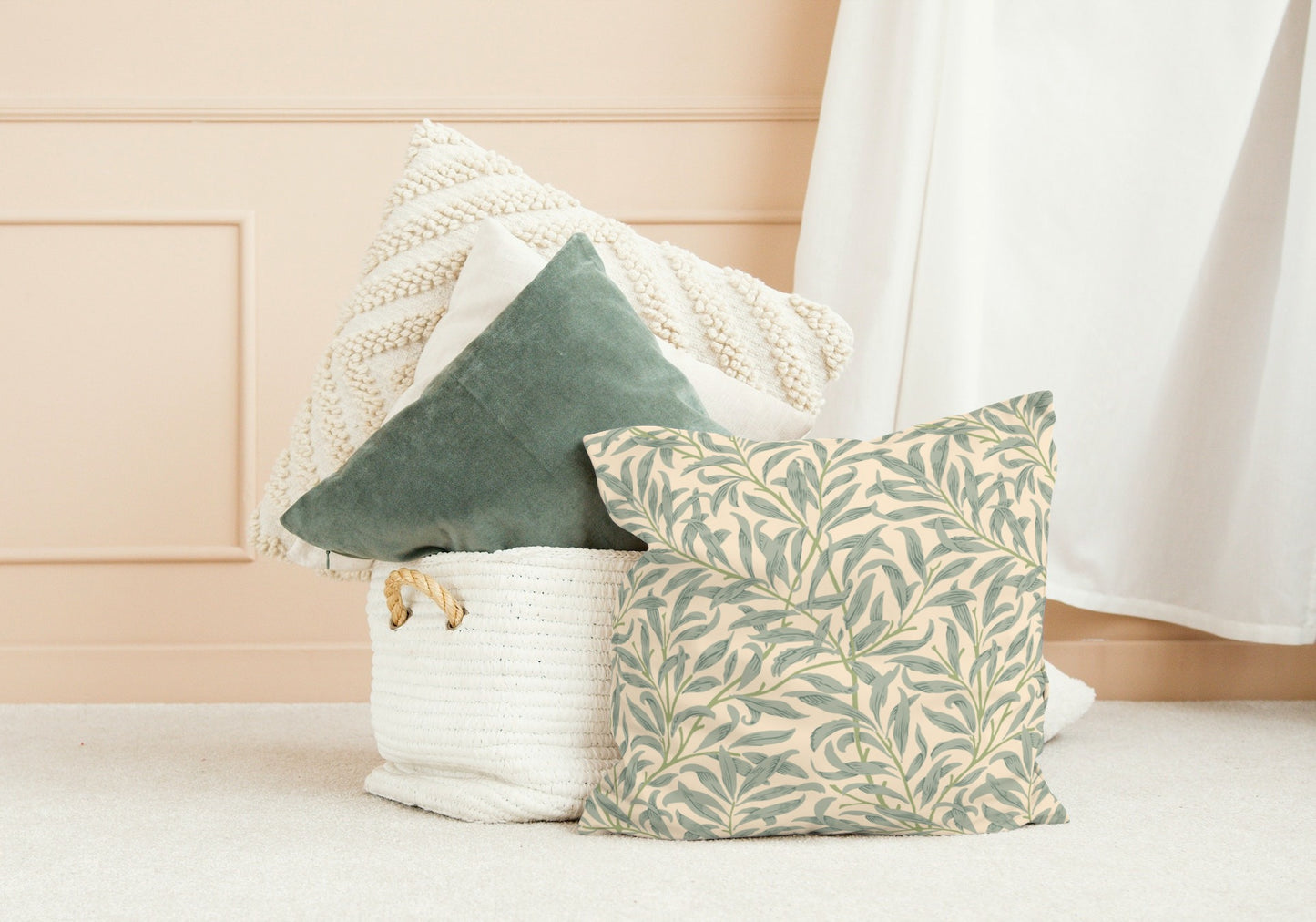 William Morris Outdoor Pillows Willow Bough Cream Sage Green