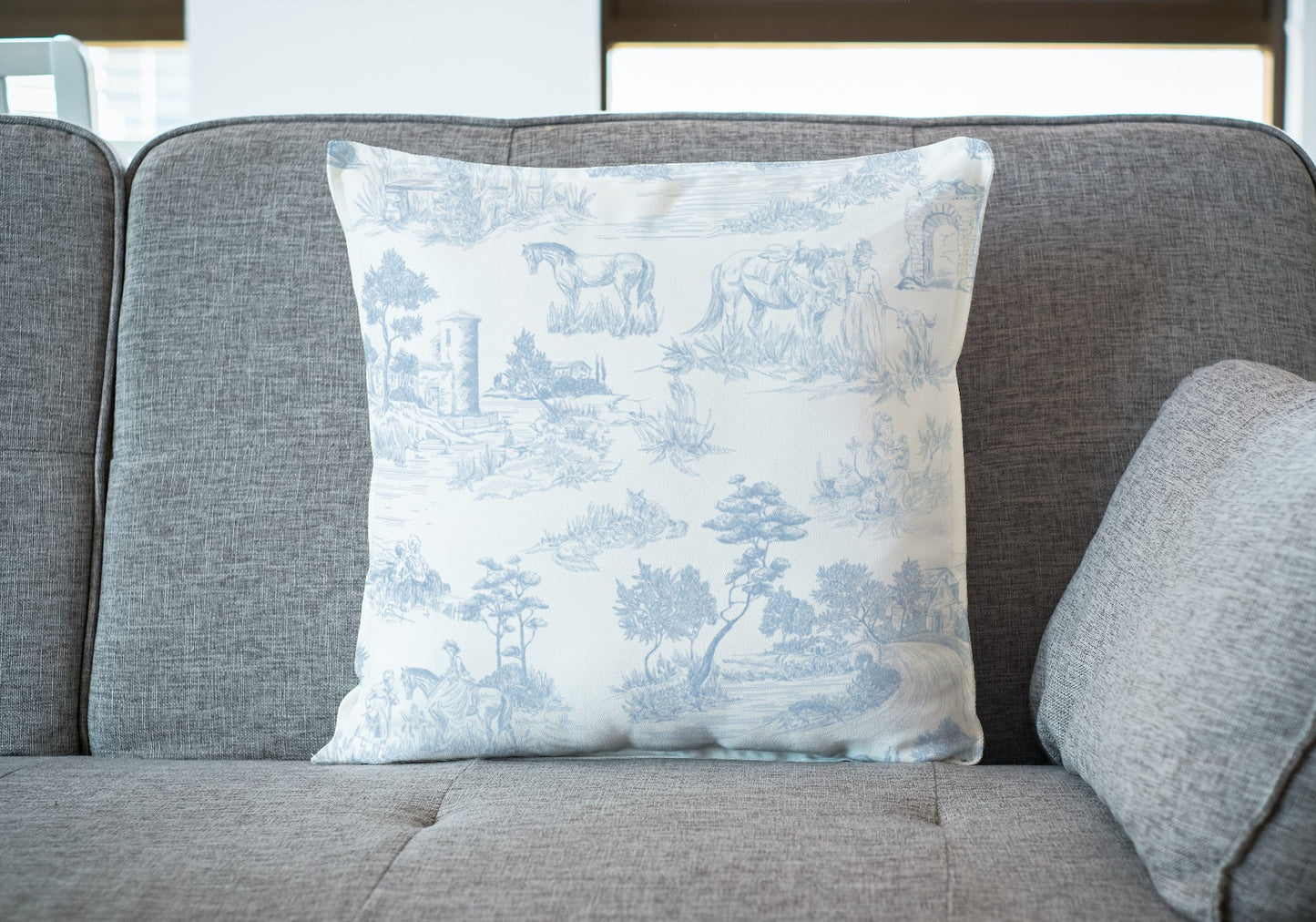 French Outdoor Pillows Chinoiserie Light Blue & White