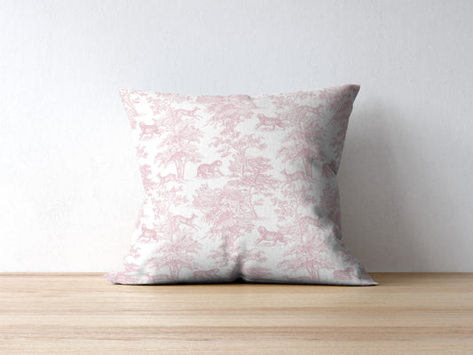 Tiger Forest Outdoor Pillows Chinoiserie Pink Toile