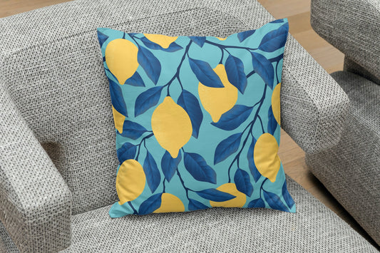 Positano Outdoor Pillows Blue Lemons