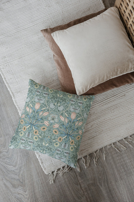 William Morris Outdoor Pillows Duck Egg Sage Floral