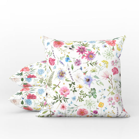 Magical Meadow Outdoor Pillows White Floral