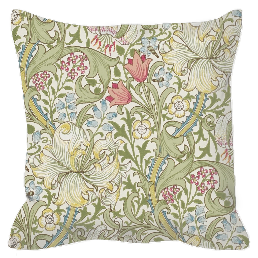 Golden Lily Outdoor Pillows William Morris Green Red