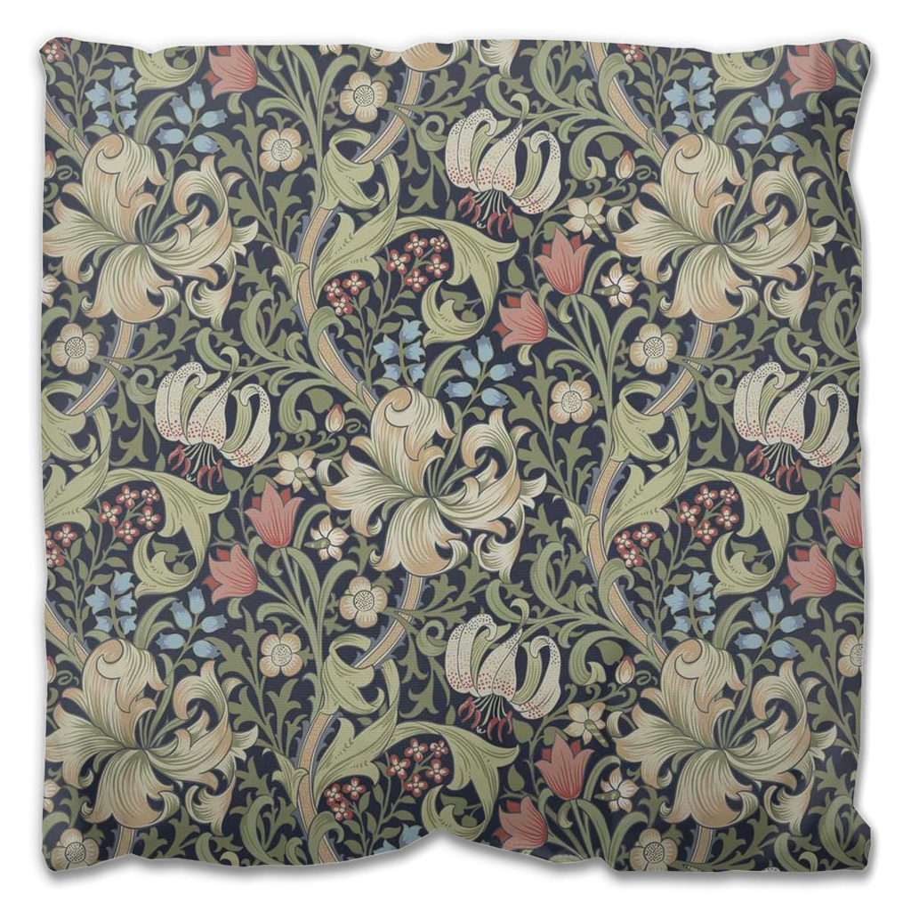 Golden Lily Outdoor Pillows William Morris Dark Floral