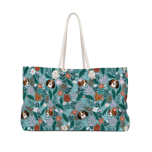 Pretty Floral Dogs Weekend Bag