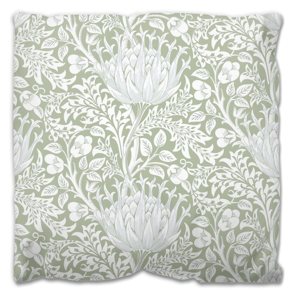 Provence Outdoor Pillows William Morris Sage Green Artichoke