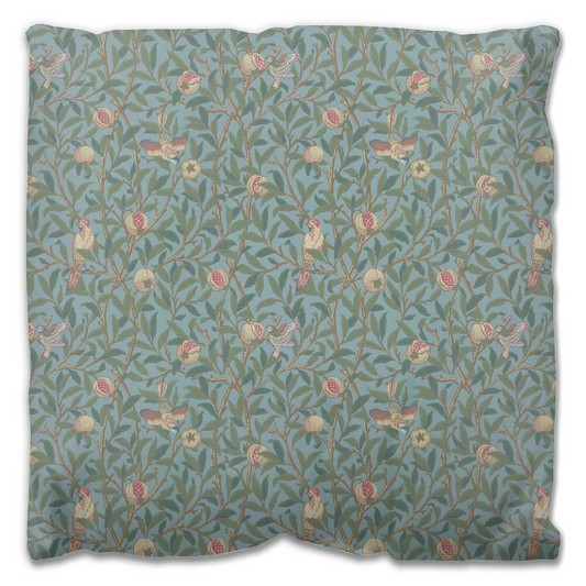 Bird & Pomegranate Outdoor Pillow William Morris Turquoise Coral