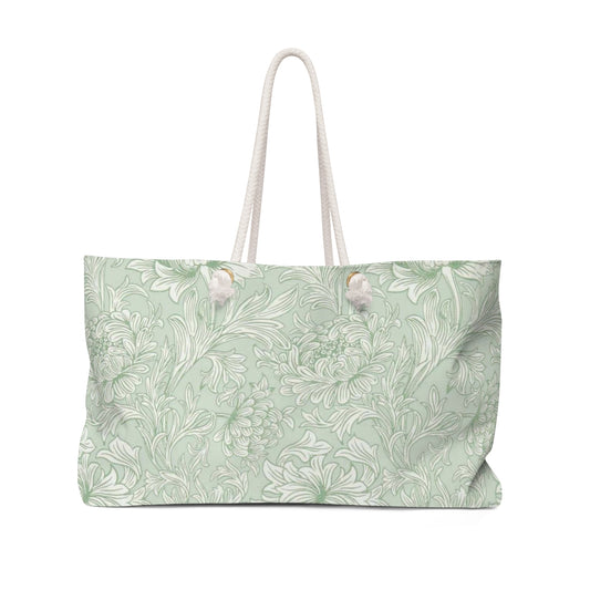 William Morris Chrysanthemum Toile Sage Weekend Bag