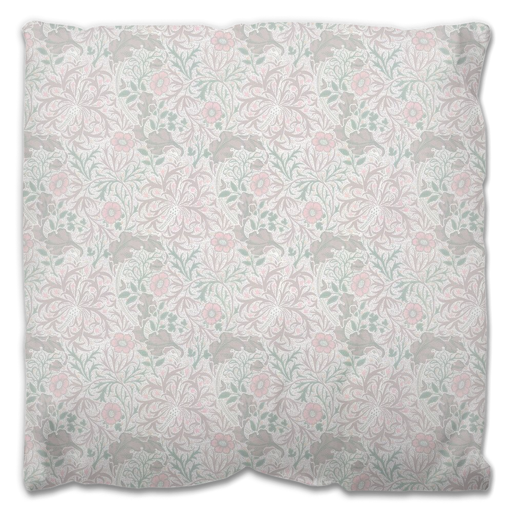 Seaweed Outdoor Pillow William Morris Gilver & Faded Sea Pink