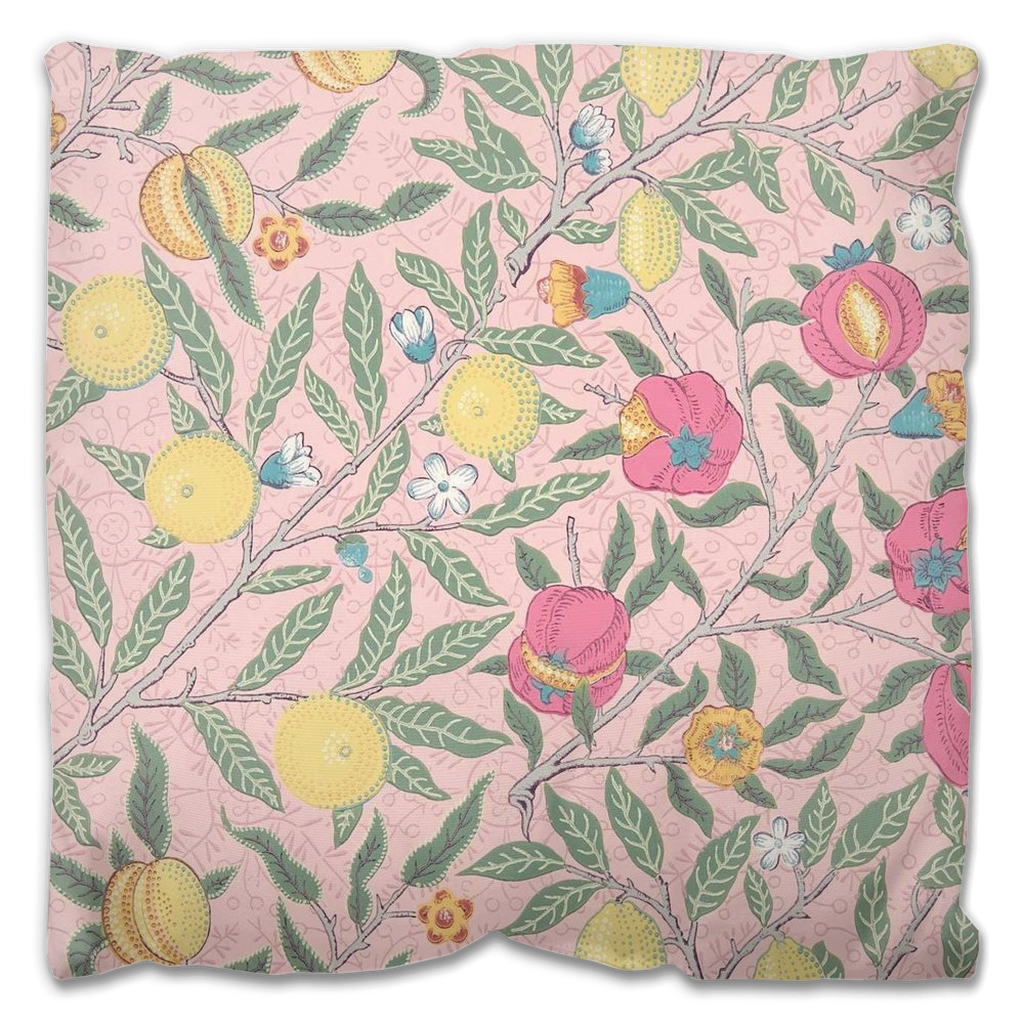 Fruit Outdoor Pillow William Morris Pastel Pink